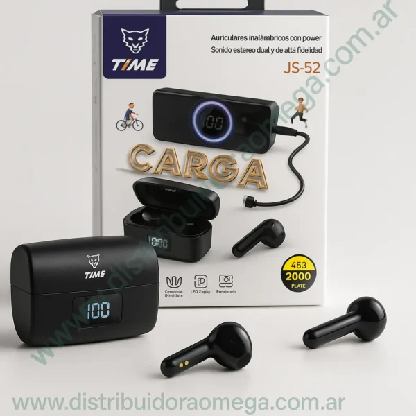 Auricular Bluetooth Time Js-52 Con Power Bank