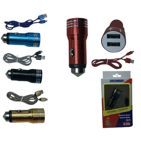 Cargador De Auto It-02 2.1 A 2 Usb + Cable V8