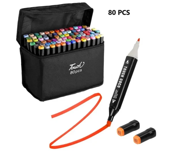 Marcadores Doble Punta x 80 Unidades con Bolso