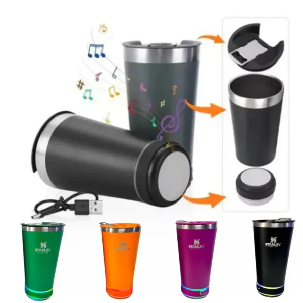 Vaso Termico Led 473Ml Con Parlante Bt