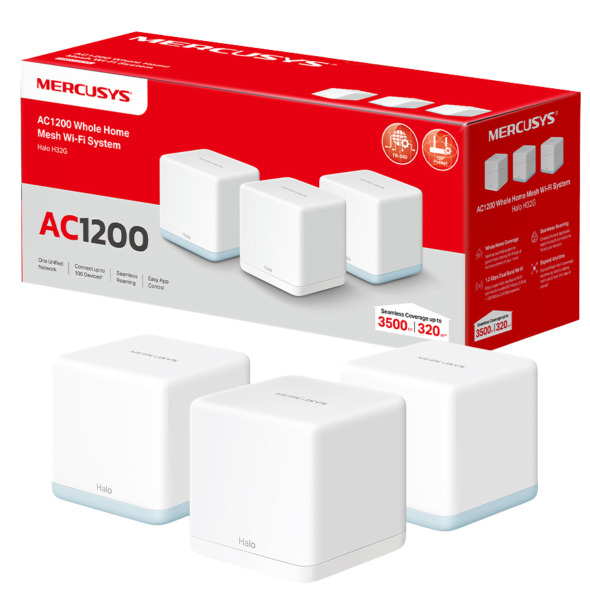 Sistema Mesh Halo Mercusys H32G (Pack 3) AC1200
