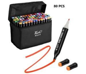 Marcadores Doble Punta x 80 Unidades con Bolso